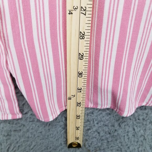 Torrid Shirt Womens 4X Pink Striped Long Sleeve Button Up Collared Pocket - Picture 7 of 11